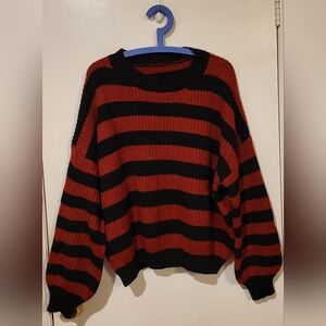 SHEIN Black and Red Striped Sweater